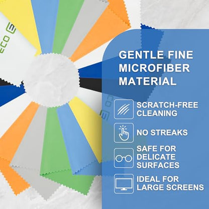 Eco-Fused Microfiber Cleaning Cloth - 5.5x3'' Microfiber Cloth - Pack of 18 Lens Cleaning Wipes - Cleaning Cloth for Glasses, Eyeglasses, Camera Lens & Phones - color: 18 Pack - 5.5 X 3 Inch