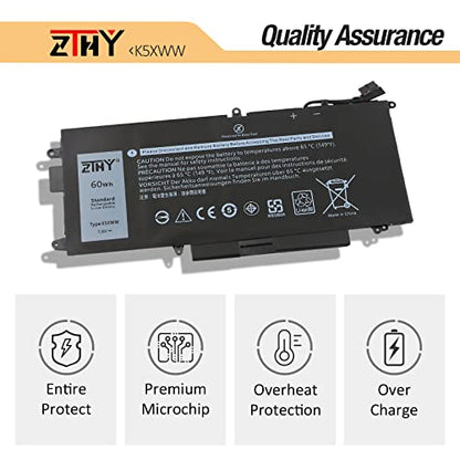 ZTHY 60Wh K5XWW 71TG4 Laptop Battery Replacement for Dell Latitude 7389 | Latitude 7390 Latitude 12 5000 5289 2-in-1 L3180 E5289 P29S001 P29S002 Series 451-BBZC 6CYH6 725KY N18GG CFX97 7.6V 4-Cell - size: 10.04*4.53*0.20 inch K5XWW