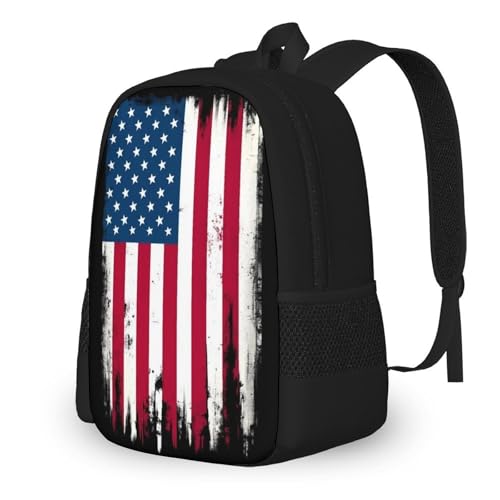 Large Durable Travel Laptop Backpack, Water Resistant College Bag, Computer Bag For Women Men Grunge USA American Flag - color: Color569