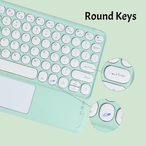 Thanice Wireless Keyboard with Touchpad,Ultra-Slim Portable Rechargeable Bluetooth Keyboard,Ipad Keyboard with Trackpad for iPad/iPad Pro and Other iOS Android Windows Devices (Green) - color: green