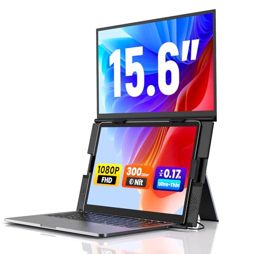 SMISEACOW Laptop Screen Extender 15.6" for 13-17.3'' Laptops, Portable Dual Monitor for Laptop, Ultra-Slim Clamp-On Vertical Dual IPS 1080P Screen Monitor Extender, USB-C HDMI for Office Travel - size: 15.6"- Monitor Extender