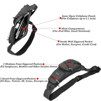 NICGID Sling Bag Chest Shoulder Backpack Crossbody Daypack for Men Women | Travel Outdoor Hiking Concealed Carry Fishing Fanny Tool Small Casual - color: Black-1