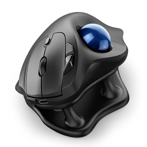 Nulea M511 Wireless Trackball Mouse, Rechargeable Ergonomic Thumb-Control Mouse with Tilt Stand, Smooth & Precision Tracking, 3 Device Connection (Bluetooth or USB Receiver), for PC/Mac/Laptop-Blue - color: B-Blue