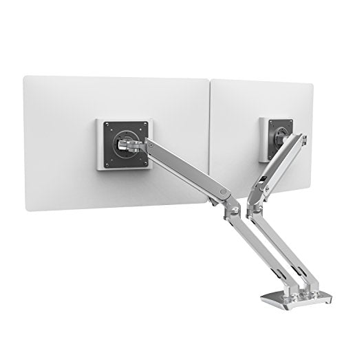Ergotron – MXV Dual Monitor Arm, VESA Desk Mount – for 2 Monitors Up to 24 Inches, 7 to 20 lbs Each – Polished Aluminum - color: Polished Aluminum