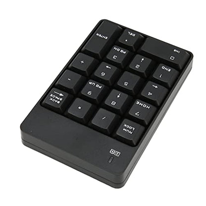 Numeric Keypad, 18 Key Wireless USB Number Pad with Low Noise Design and Comfortable Tilt Angle, for Laptop Desktop PC OS X (Black) - color: Black