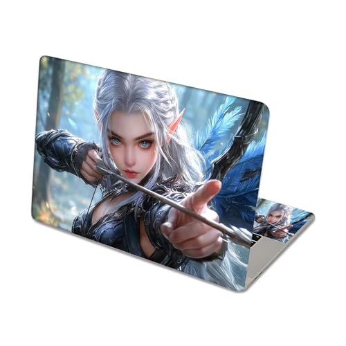 Aesthetic Laptop Skin Sticker, Silver Haired Elf Archer in Forest Waterproof Vinyl Laptop Decal, Removable Bubble Free, Reusable Protective Cover for 13 14 15 15.6 Inch - color: Silver Haired Elf Archer in Forest