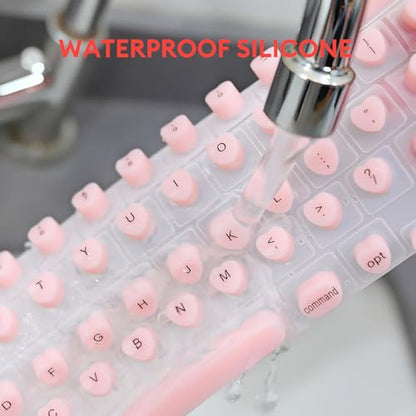 Allinside Keyboard Cover for Long Nails, Compatible with MacBook Neo A18 Pro & MacBook Pro 13/14/16 (2021–2024) & MacBook Air 13/15 (2020–2024), Raised Heart-Shaped Silicone Skin, Pink - color: Pink