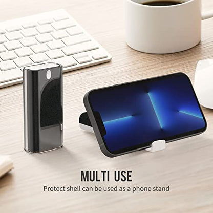 CLICK CLEAN Screen Cleaner with Pull-Out Stand & Microfiber, Black | Fine Mist Spray, Streak-Free, Anti-Static, Removes Fingerprints & Smudges, Gentle Formula, For Phones, Laptop and Tablet - color: Black