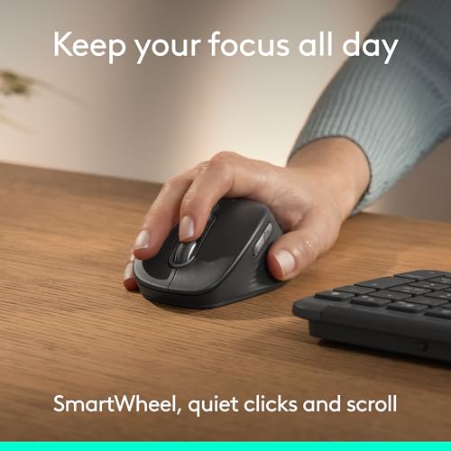 Logitech Signature Comfort M840 L Wireless Mouse, Bluetooth Mouse with Silent Clicks, SmartWheel, Customizable Buttons, Multi-Device Compatibility for Windows, MacOS, iPadOS - Off White - color: Off White, style: No Palm Cushion