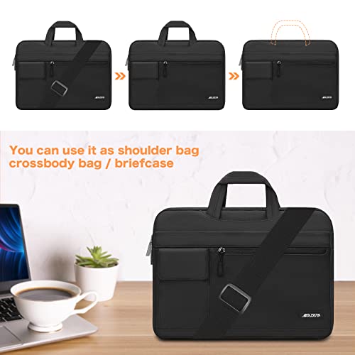 MOSISO Laptop Shoulder Bag Compatible with MacBook Air/Pro,13-13.3 inch Notebook,Compatible with MacBook Pro 14 inch M5 M4 M3 M2 M1 2026-2021,Polyester Flapover Briefcase Sleeve Case, Black - color: Black, size: 13.3 inch