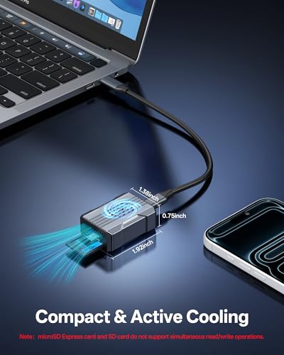Selore microSD Express Card Reader for Switch 2, Up to 880MB/s | Dual-slot reader for microSD Express (up to 880MB/s) and SD cards (SDHC/SDXC), with USB-C & USB-A cables