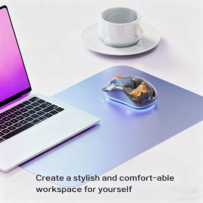 FMOUSE Cute Transparent Mouse, Tri-Mode Wireless, Rechargeable, Grey | USB-A & USB-C Receivers | 2.4G & Dual Bluetooth | Bear Figurine | Silent Click | RGB | For MAC, iPad, Laptop - color: Grey