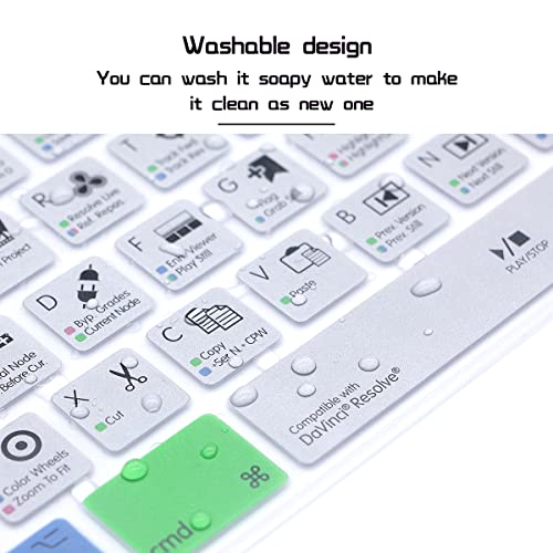 HRH for iMac G6 MB110LL/B and MB110LL/A A1243 Keyboard with Numeric Keypad NumberPad Print with: Davinci Resolve Functional Shortcuts Hot Keys Design Silicone Keyboard Skin Cover [US/EU Layout] - color: Z-DaVinci Resolve
