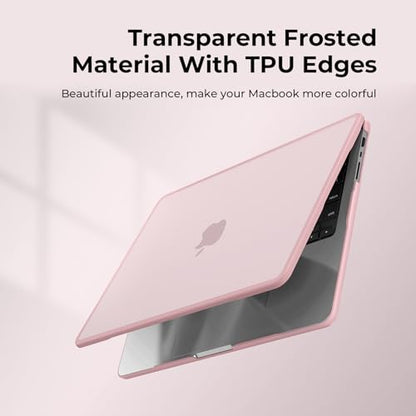 BlueSwan Anti-Cracking Case for MacBook Pro 14 inch M5-M1 Pro/Max 2026-2021 | Anti-Scratch Protective Hard Shell Case, Soft TPU Bumper, Sturdy and Durable, Easy Snap-On Installation, Frosted Pink - color: Frosted Pink
