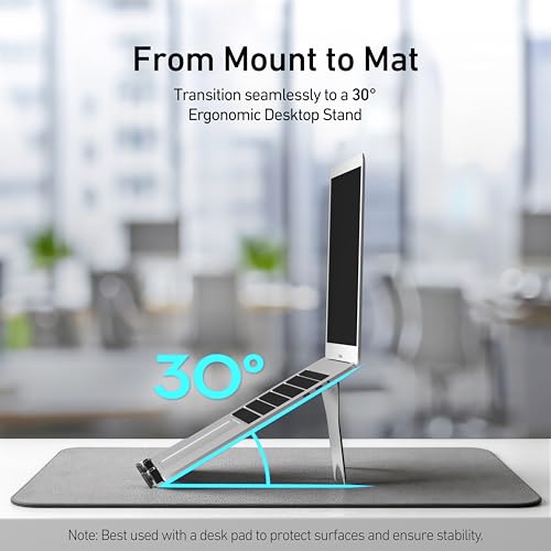 ergounion VESA Laptop Tray for Monitor Mount, Holds Laptops up to 17.3 Inches and 28.6 lbs, Fits 100x100mm VESA, Notebook Tray Office Desk Accessories, Silver - color: Silver