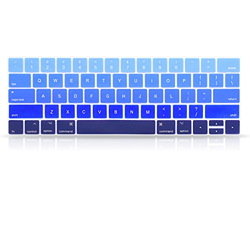 ProElife Blue Gradient Keyboard Cover Ultra Thin Keyboard Protector Skin for MacBook Pro with Touch Bar 13-inch 15-inch (Model A2159, A1989, A1990, A1706, A1707) (2019 2018 2017 2016) (Ombre Blue) | Ombre Blue, Ultra-Thin (0.26 mm), Silicone Protective Sk