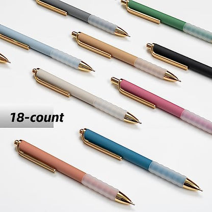 Linbsunne Ballpoint Pens Black Medium Point 1mm Pen with Super Soft Grip Ball Point Pen for Men Women Retractable Pens (18-Count) - color: Black 18-Count