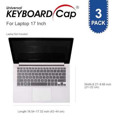 Fully Covered Flat Style Universal 0.025mm Wipeable Superb Tactile Feeling Waterproof Anti-Dust Keyboard Cap Cover for Laptop 17 Inch Hospital/Dentist Use [3 Pack] - size: Large – 17.3 to 18 inch laptops (diagonal)