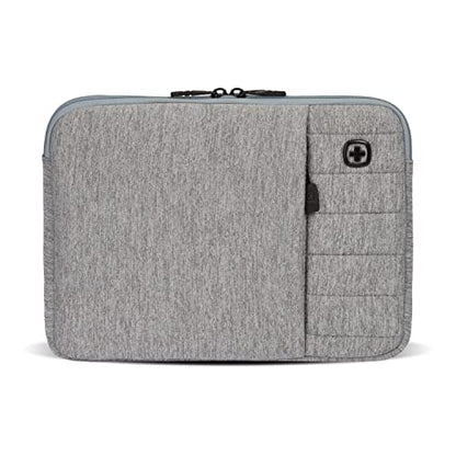 SwissGear Padded Zippered Laptop Sleeve, Micro-Twill Laptop Case with Zippered Front Compartment & Fleece Lining - color: Light Gray Heather, size: 13-Inch