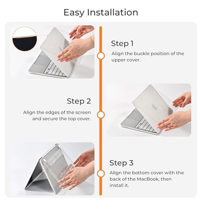 EooCoo for MacBook Neo Case 13 inch 2026, 100% Match Color, Sparkly Clear | Lightweight, Protective Hard Shell Case & Keyboard Cover & Screen Film, Model A3404 with A18 Pro Chip - color: Sparkly Clear