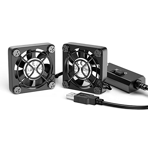 ELUTENG Dual 40mm USB Fan with 3 Speeds Adjustable 5V PC Fan Max 5500RPM | 40mm * 40mm * 25mm Mini Case Fan Quiet Computer Fan Compatible for PC, TV Box, Router, Xbox, PlayStation - size: 40mm