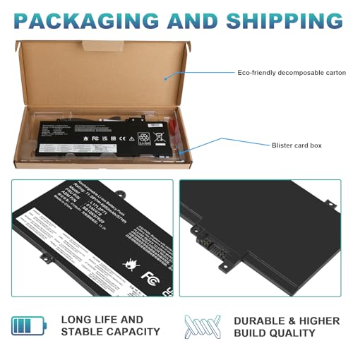 Fancy Buying 01AV479 L17L3P71 L17M3P72 Laptop Battery for Lenovo ThinkPad T480S Series Notebook 01AV478 01AV480 01AV479 SB10K97621 SB10K97622 SB10K97620 11.58V/57Wh - size: 10.47*3.74*0.2inch L17L3P71