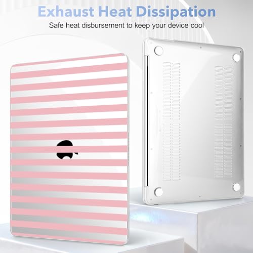May Chen Compatible with MacBook Air 13 inch Case 2022 2021, 2020-2018 Release Model: M1 A2337 A2179 A1932, Plastic Hard Shell Case Cover for Mabook Air 13 inch with Retina Dispaly, Pink Stripes - color: Pink stripes