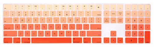 Ultra Thin Silicone Full Size Wireless Numeric Keyboard Cover Skin for Mac 2017 Magic Keyboard with Numeric Keypad MQ052LL/A A1843 US Layout,Ombre Orange - color: Ombre Orange