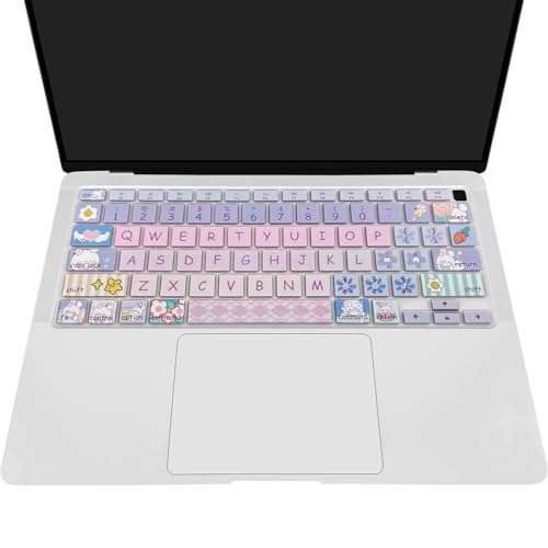 Cute Keyboard Cover for 2021 2020 MacBook Air 13 inch (Model: A2179 A2337) M1 Chip, Silicone Protective Skin, Cute Bunny - color: Cute Bunny
