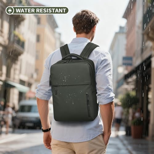 Lightweight Commute Backpack for Men & Women, Water-Resistant Travel Daypack with 15.6-Inch Laptop Compartment & Anti-Theft Pockets, Forest Green - color: Forest Green