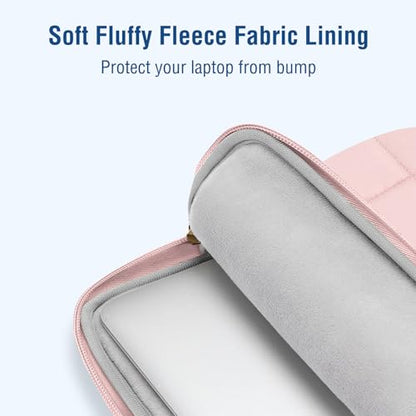 MOSISO Laptop Case 16 inch, 15-15.6 inch Puffy Laptop Sleeve Compatible with MacBook Pro 16 M5 M4 M3 M2 M1,HP Acer Dell Lenovo Notebook,Rectangle Quilted Bag with Handle&Flower Pendant, Pink - color: Pink, size: 16 inch