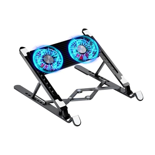 Notebook Cooling Pad – Folding, Adjustable Base | Multi-Fan Heat Dissipation Support, Portable Laptop Stand for, Office Computers, Student Work, and Extended Performance Prote - color: Double fan model