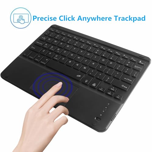 Bluetooth Keyboard with Touchpad,Ultra Silm 7 Colors Backlit Wireless Keyboard Rechargeable Portable Keypad with Trackpad for iPad iOS Android Windows Tablets PC Smartphone Universal(Black)