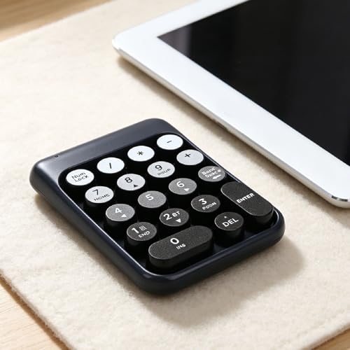 Wireless Numeric Keypad 18 Keys Bluetooth and 2.4G Number Pad with Ergonomic Concave Keycaps and Fade Print for Laptop Desktop Accounting Data Entry Spreadsheets (Black) - color: Black