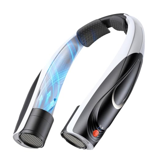 Portable Neck Fan, 6000mAh Personal Fan, 360° Cooling Rechargeable Wearable Fan, 6 Speeds Adjustable Hands-Free Fans for Travel, Outdoor, Office, Ideal Summer Gifts - color: New Black White