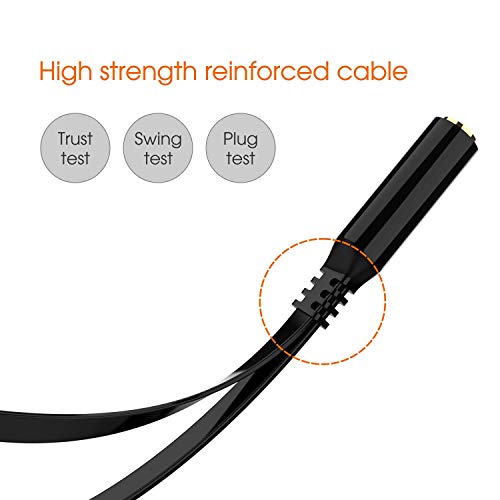 Maeline Headphone Adapter for Computer 3.5mm Female to 2 Dual 3.5mm Male Audio Splitter Cable Microphone Stereo Jack Earphones Port Cord Gaming Headset to PC Laptop Adapter (2 Pack) Black