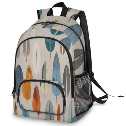 Ethnic Feathers Large Backpack for Women and Men Waterproof Travel Laptop Backpack Lightweight Business Work Daypack Fits 17 Inch Computer - color: Multicolor 5