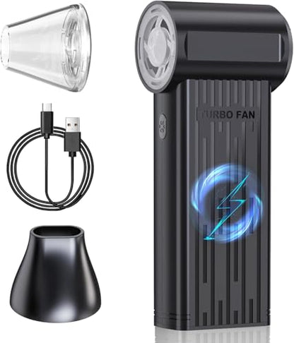 Rechargeable Compressed Air Duster, Min Blower Jet Turbo Fan, 200,000RPM 3-Gear Adjustable,Car Dryer Air Blower Cleaning,Air Cleaner for Computer,Cordless Leaf Blower Multi-Use
