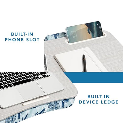 LAPGEAR Designer Lap Desk – Blue Blossoms, 2-Pack with Storage Basket - color: Blue Blossoms, size: 2-Pack Lap Desks + Basket