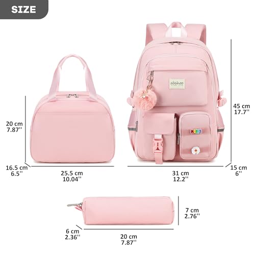 abshoo School Backpack for Girls Bookbag with Lunch Bag Teen Girls School Bag Travel Daypack (Pink) - color: Pink