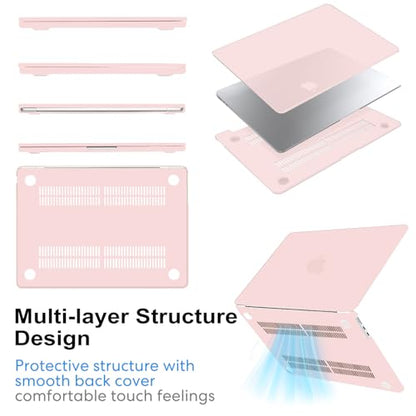 AKIT Compatible with MacBook Air 15 inch Case 2026 2025-2023 M5 M4 M3 M2 A3448 A3241 A3114 A2941, Slim Matte Hard Shell Laptop Case+Screen Protector+Keyboard Cover for MacBook Air 15 inch, Chalk Pink - color: Chalk Pink