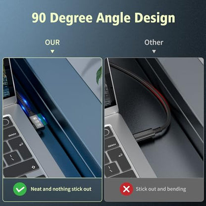20Gbps USB C 3.2 Extension Cable, 90 Degree USBC 3.2 Gen2 Type-c Male to Female Extender Cable 4K@60Hz 240W Charging 20Gbps Data Transfer with External SSD eGPU (90 Degree Extension 20G 240W-0.5M) - size: 90 Degree Extension 20G 240W-0.5M
