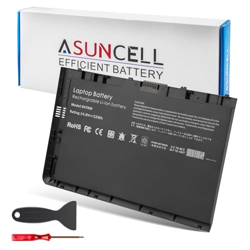 ASUNCELL BT04XL 14.8V 52WH Notebook Battery for HP EliteBook Folio 9470 9470M 9480m Ultrabook BT04 BA06 HSTNN-IB3Z HSTNN-I10C 687945-001 H4Q47AA 687517-241 HSTNN-DB3Z 687517-171 BA06XL H4Q48AA - color: BT04XL
