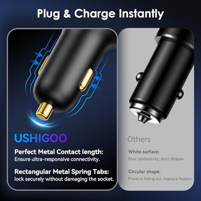 Fast Car Charger for iPhone 17 Sumsung Fast Charging Cigarette Lighter Adapter Accessories, Multi Device Family Travel Road Trip Essentials, 170W USB C 12V-24V 140W PD3.1, LED Display