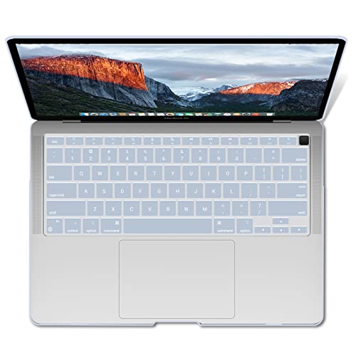 IBENZER Compatible with New MacBook Air 13 inch Case 2022 2021 2020 M1 A2337 A2179 A1932, Plastic Hard Shell Case with Keyboard Cover for Mac Retina Display with Touch ID, Sierra Blue, AT13SIBL+1 - color: Sierra Blue