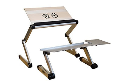 WorkEZ Standing Desk Conversion Kit with 2 fans & 3 usb ports. Perfect Laptop Sit to Stand Converter Ergonomic Adjustable Height & Angle Negative Tilt - color: Silver+usb Fan Hub