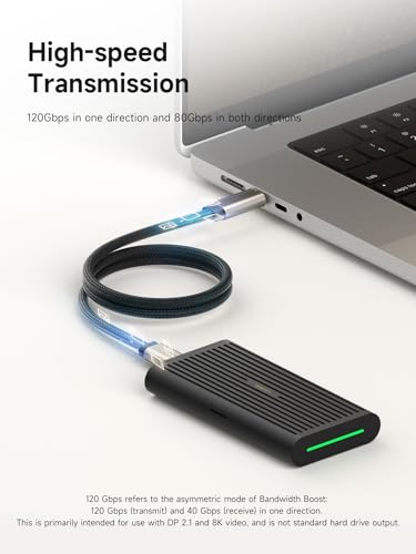 Hagibis TBT5 Cable (Intel Certified), 120Gbps Data Transfer, 240W Fast Charging, 16K@60Hz Display USB-C Cable, for Thunderbolt 5/4/3, USB4, iPhone 17/16/15, MacBook, Laptops (Titanium, 1.6ft)