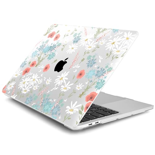 Batianda LumiArt Case for MacBook Pro 13 inch 2022 2020, Cute Daisy | Fits Model A2338 M2 M1 A2251 A2289, with Bright Color Botanical Design, Slim Hard Shell For School Girls Women and Travelers - color: Cute white flower