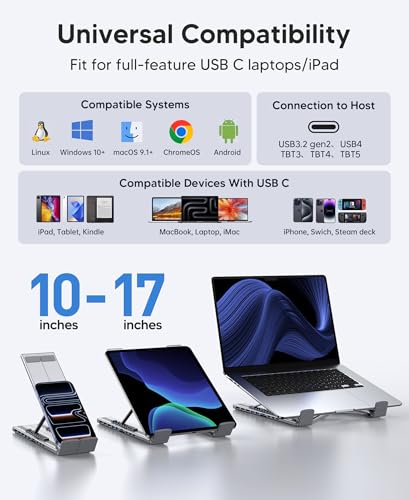 USB C Laptop Docking Station Stand 3 Monitors 4K@60Hz, 10 in 1 USB C Hub with Dual HDMI+DP, 2*USB 3.0, PD 100W, USB C 3.0, SD/TF, Dock Station for MacBook Pro/Air/Dell/HP/Surface/Lenovo - style: M94 10 in 1(2 HDMI+DP)