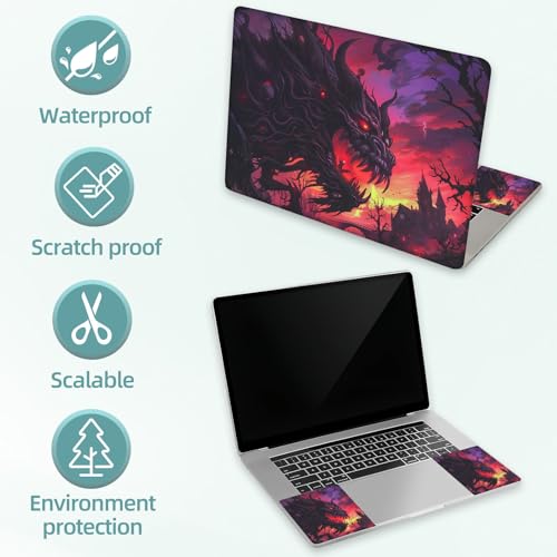 Universal Laptop Skin Decal, 3-Piece Vinyl Protector for 12 13 14 15.6" Notebook, Waterproof Anti-Scratch, Easy Trim & Bubble-Free Finish, Giant Monster - color: Giant Monster